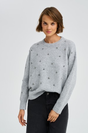 джемпер с декором - женские джемперы из спандекса 