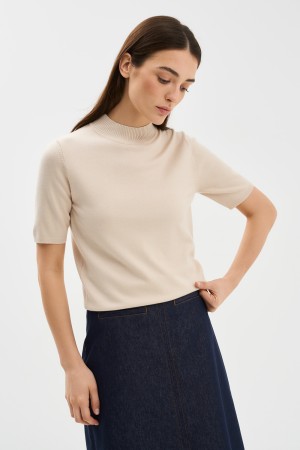 джемпер с короткими рукавами - женские джемперы с воротником-стойкой 