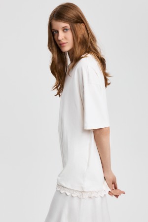 футболка с кружевной отделкой - женские футболки и поло снежная королева 