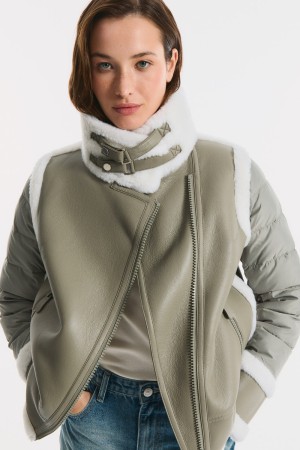 комбинированная дубленка из искусственного меха - женские дубленки утепленные 