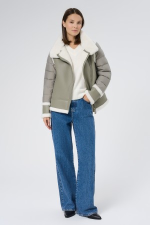 комбинированная дубленка из искусственного меха - женские дубленки утепленные 