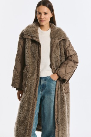 комбинированная шуба из шерсти фотография