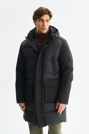 комбинированная зимняя куртка с капюшоном - мужские куртки из спандекса 