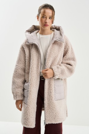 комбинированное пальто из шерсти фотография