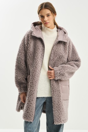 комбинированное пальто из шерсти фотография