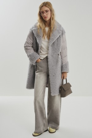 комбинированное пальто из шерсти фотография