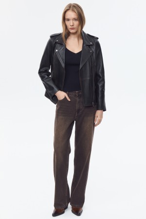 косуха из натуральной кожи - женские куртки и пуховики приталенные 