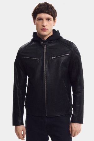 кожаная куртка с капюшоном - куртки и пуховики