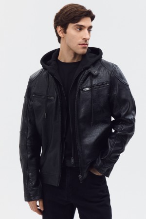 кожаная куртка с капюшоном - мужские куртки снежная королева 