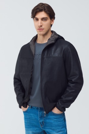 кожаная куртка с капюшоном - мужские куртки снежная королева 