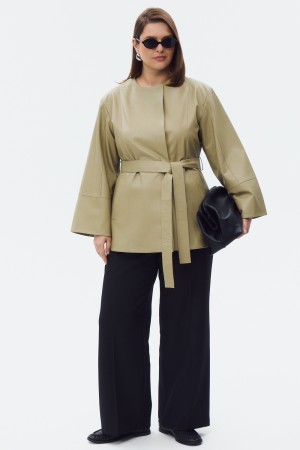 кожаная куртка с поясом фотография