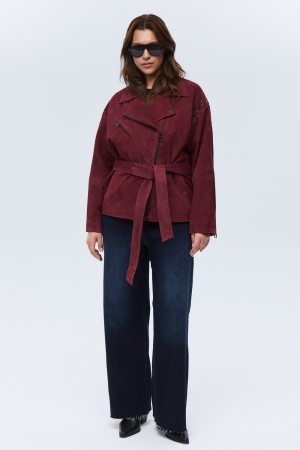 кожаная куртка с поясом фотография