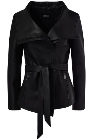 кожаная куртка с поясом фотография