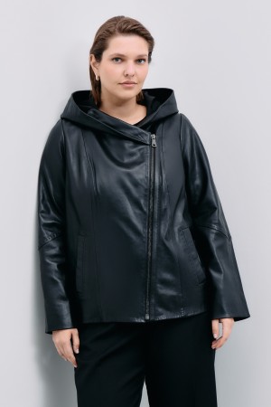 куртка из натуральной кожи с капюшоном фотография