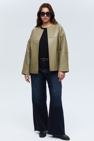 куртка из натуральной кожи - женские куртки с вырезом 