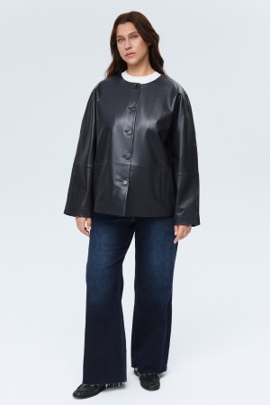 куртка из натуральной кожи - женские куртки с вырезом 