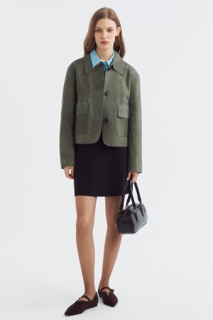 куртка из натуральной замши - женские жакеты укороченные 