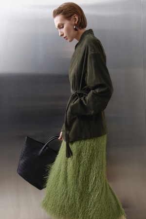 куртка из натуральной замши - женские куртки и пуховики зеленые 