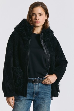 куртка из овчины с капюшоном - женские куртки снежная королева 