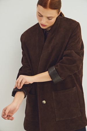 куртка-пиджак из натуральной замши - женские куртки снежная королева 