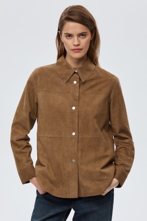 куртка-рубашка из натуральной замши - женские куртки-рубашки и овершоты
