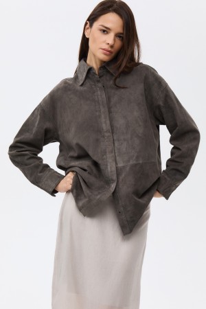 куртка-рубашка из натуральной замши - женские куртки-рубашки и овершоты