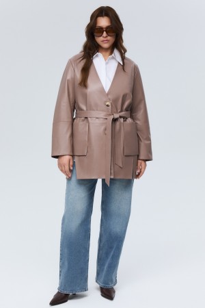 куртка-жакет из натуральной кожи - женские жакеты снежная королева 