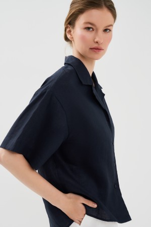 льняная блузка - женские блузки свободные 