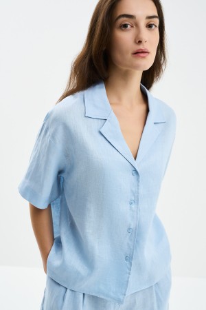 льняная блузка - женские блузки свободные 