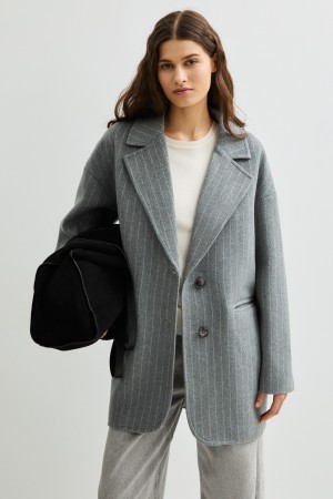 пальто-пиджак - женские пальто в полоску 
