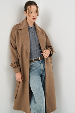 пальто с поясом фотография