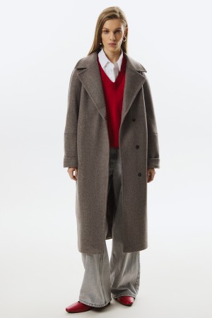 пальто с поясом фотография