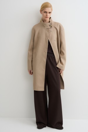 пальто с воротником-стойкой - женские пальто из спандекса 