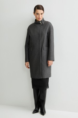 пальто с воротником-стойкой - женские пальто из спандекса 