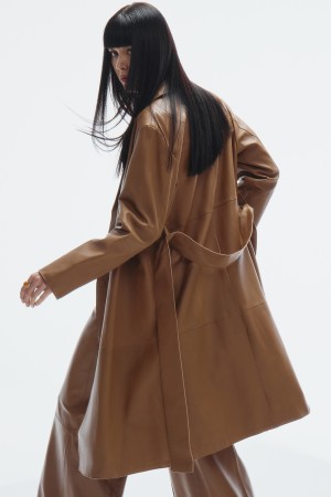 плащ из гладкой натуральной кожи - женские пальто и плащи из натуральной кожи 