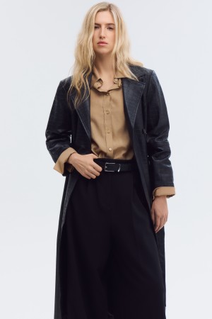 плащ из натуральной кожи - женские пальто и плащи удлиненные 