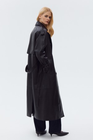 плащ из натуральной кожи - женские пальто и плащи удлиненные 