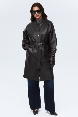 плащ из натуральной кожи - женские пальто и плащи укороченные 