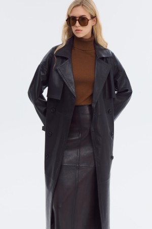 плащ из натуральной кожи - женские плащи и тренчи удлиненные 