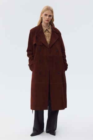 плащ из натуральной замши - женские пальто и плащи из натуральной кожи 