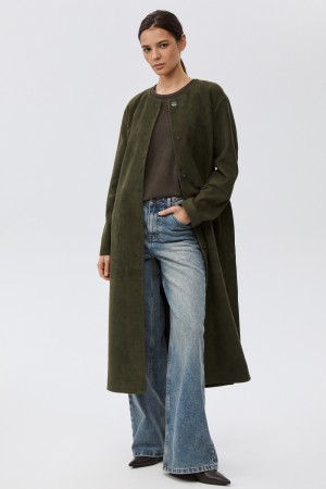 плащ из натуральной замши - женские пальто и плащи удлиненные 