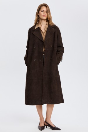 плащ из натуральной замши - женские пальто и плащи из натуральной кожи 