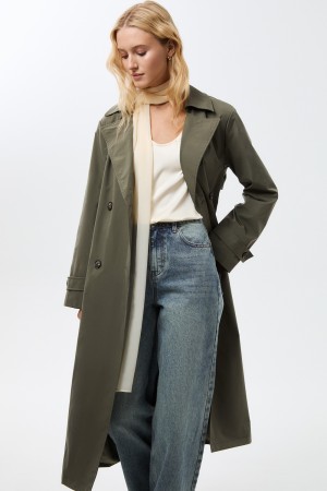 плащ с поясом - женские пальто и плащи зеленые 