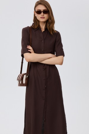 платье-рубашка с поясом фотография