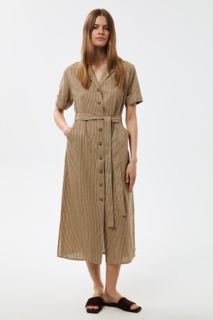 платье-рубашка с поясом - женские платья тонкие 