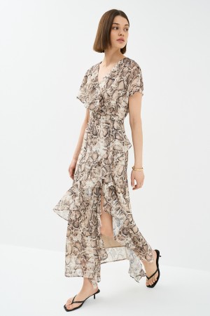 платье с оборками - женская одежда мультиколор 