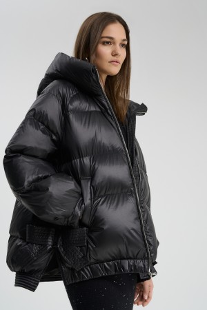 пуховик с капюшоном - женские пуховики нейлоновые 