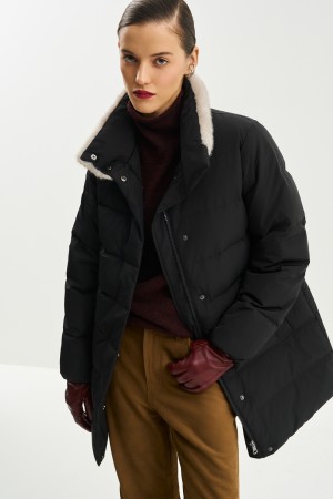 пуховик с меховой отделкой фотография