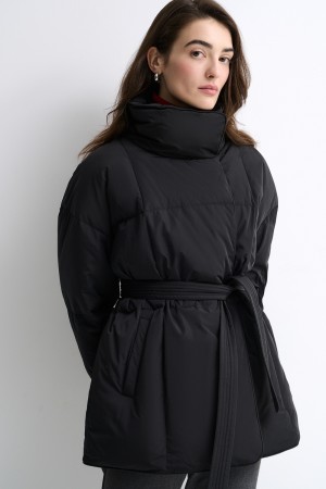 пуховик с поясом - женская одежда, обувь и аксессуары осенняя 