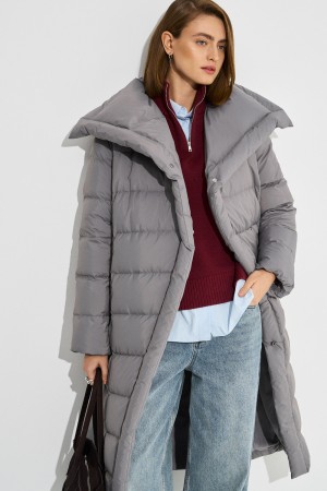 пуховик с поясом фотография